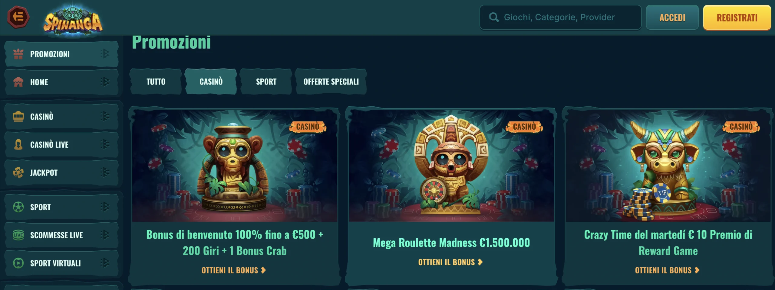 Spinanga Bonus Benvenuto Casino